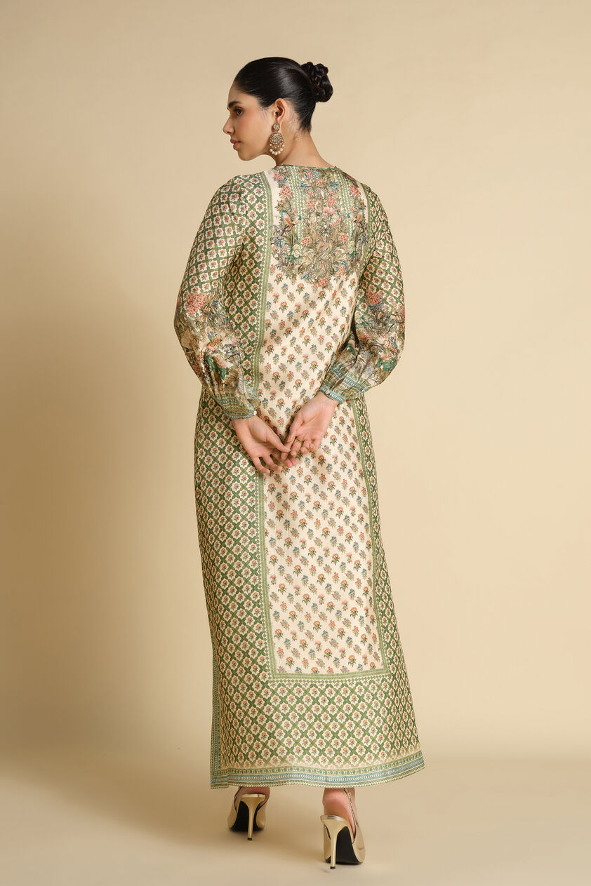 Rhiannon Gota Patti Silk Kaftan - Ivory, Ivory, image 2